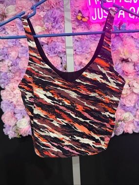 Vibrant Abstract Print Cropped Tank Top